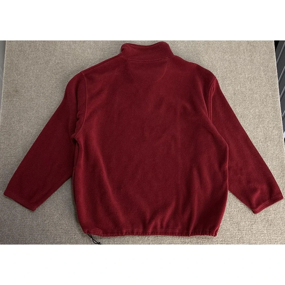 Wingo Fleece Jacket Mens 2XL Red 1/4‎ Zip Pullover Stand Collar Drawcord Hem